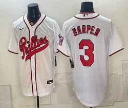 Nike Philadelphia Phillies #3 Bryce Harper White 2026 Field Of Dreams Stadium Jersey