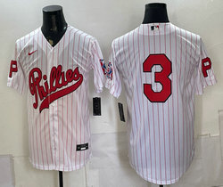 Nike Philadelphia Phillies #3 White Stripes 2026 Field Of Dreams Stadium no name Baseball Jersey