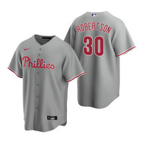 Nike Philadelphia Phillies #30 David Robertson Gray Game Authentic Stitched MLB Jersey