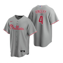 Nike Philadelphia Phillies #4 Scott Kingery Gray Game Authentic Stitched MLB Jersey