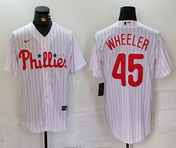 Nike Philadelphia Phillies #45 Zack Wheeler White (Red Strip) Authentic Stitched MLB Jersey