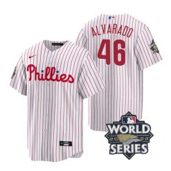 Nike Philadelphia Phillies #46 Jose Alvarado 2022 World Series White (Red Strip) Game Authentic Stitched MLB Jersey