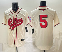 Nike Philadelphia Phillies #5 Cream no name 2026 Field Of Dreams Stadium Jersey