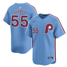 Nike Philadelphia Phillies #55 Ranger Suárez Light Blue Authentic Stitched MLB Jersey