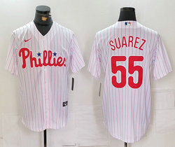 Nike Philadelphia Phillies #55 Ranger Suárez White (Red Strip) Authentic Stitched MLB Jersey