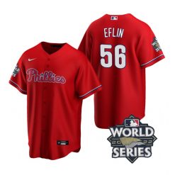 Nike Philadelphia Phillies #56 Zach Eflin 2022 World Series Red Game Authentic Stitched MLB Jersey
