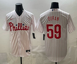 Nike Philadelphia Phillies #59 Jhoan Durán White (Red Strip) Authentic Stitched MLB Jersey