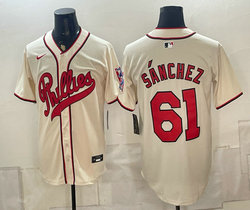 Nike Philadelphia Phillies #61 Cristopher Sánchez Cream 2026 Field Of Dreams Stadium Jersey