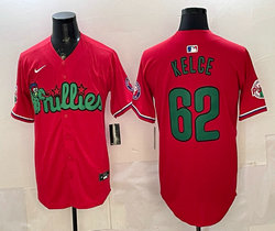 Nike Philadelphia Phillies #62 Jason Kelce Red Phanatic Stitched Jersey