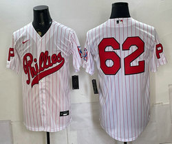 Nike Philadelphia Phillies #62 White Stripes 2026 Field Of Dreams Stadium no name Baseball Jersey