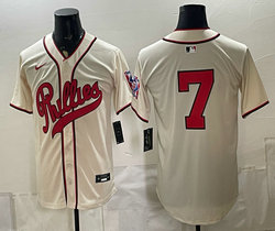 Nike Philadelphia Phillies #7 Cream no name 2026 Field Of Dreams Stadium Jersey