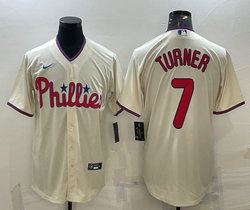 Nike Philadelphia Phillies #7 Trea Turner Cream Game Authentic Stitched MLB Jersey