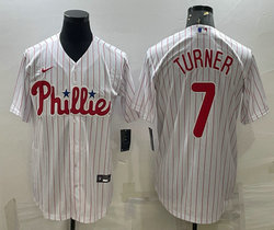 Nike Philadelphia Phillies #7 Trea Turner White (Red Strip) Game Authentic Stitched MLB Jersey
