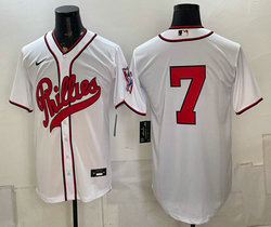 Nike Philadelphia Phillies #7 White no name 2026 Field Of Dreams Stadium Jerseys