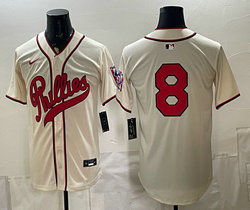 Nike Philadelphia Phillies #8 Cream no name 2026 Field Of Dreams Stadium Jersey