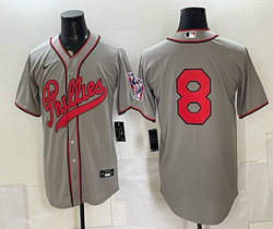 Nike Philadelphia Phillies #8 Gray no name 2026 Field Of Dreams Stadium Jersey