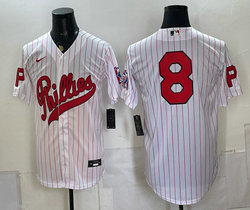 Nike Philadelphia Phillies #8 White Stripes 2026 Field Of Dreams Stadium no name Baseball Jersey