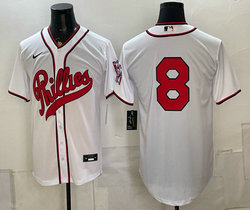 Nike Philadelphia Phillies #8 White no name 2026 Field Of Dreams Stadium Jerseys