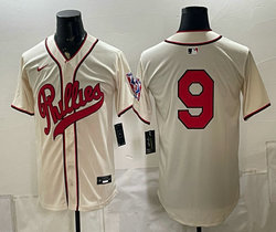 Nike Philadelphia Phillies #9 Cream no name 2026 Field Of Dreams Stadium Jersey