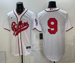 Nike Philadelphia Phillies #9 White no name 2026 Field Of Dreams Stadium Jerseys