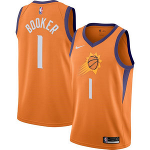 Nike Phoenix Suns #1 Devin Booker Orange Authentic Stitched NBA jersey