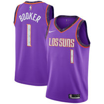 Nike Phoenix Suns #1 Devin Booker Purple 18-19 City Game Authentic Stitched NBA jersey