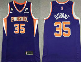 Nike Phoenix Suns #35 Kevin Durant Purple 6 Patch 2022-23 With Advertising Authentic Stitched NBA Jersey
