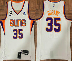 Nike Phoenix Suns #35 Kevin Durant White 6 Patch 2022-23 With Advertising Authentic Stitched NBA Jersey