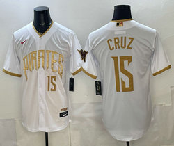 Nike Pittsburgh Pirates #15 Oswin Appollis White Gold Name City MLB jersey