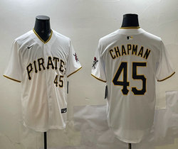 Nike Pittsburgh Pirates #45 Aroldis Chapman White Authentic Stitched MLB Jersey