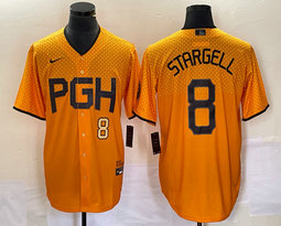 Nike Pittsburgh Pirates #8 Willie Stargell Gold City Gold 8 in front Game Authentic stitched MLB jersey