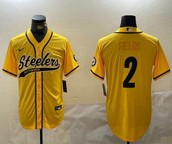 Nike Pittsburgh Steelers #2 Justin Fields Gold Joint Authentic Stitched baseball jersey