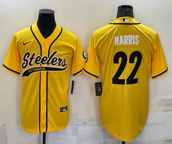 Nike Pittsburgh Steelers #22 Najee Harris Gold Joint adults Authentic Stitched baseball jersey