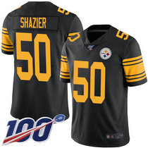 Nike Pittsburgh Steelers #50 Ryan Shazier 100th Season Black Color Rush Authentic Stitched NFL Jersey