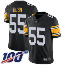 Nike Pittsburgh Steelers #55 Devin Bush With 100th Season Patch Black New Vapor Untouchable Authentic stitched NFL jersey