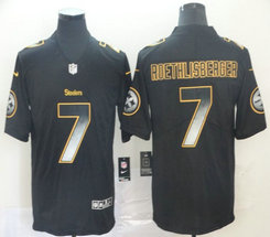 Nike Pittsburgh Steelers #7 Ben Roethlisberger Black Smoke Fashion Vapor Untouchable Authentic Stitched NFL Jersey