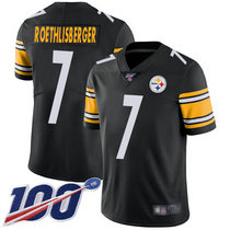 Nike Pittsburgh Steelers #7 Ben Roethlisberger With 100th Season Patch Black Vapor Untouchable Authentic stitched NFL jersey