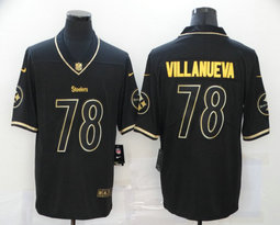 Nike Pittsburgh Steelers #78 Alejandro Villanueva Black Gold Authentic stitched NFL jersey