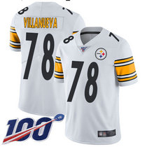 Nike Pittsburgh Steelers #78 Alejandro Villanueva With 100th Season Patch White Vapor Untouchable Authentic stitched NFL jersey