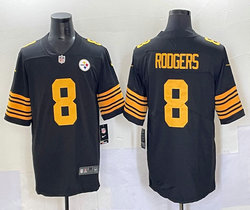 Nike Pittsburgh Steelers #8 Aaron Rodgers Black Gold Number Authentic Stitched NFL Jersey