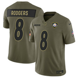 Nike Pittsburgh Steelers #8 Aaron Rodgers Olive 2025 Salute To Service Stitched Football Jersey