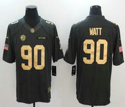 Nike Pittsburgh Steelers #90 T. J. Watt Black Gold Salute to Service Authentic Stitched NFL jersey