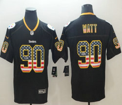 Nike Pittsburgh Steelers #90 T. J. Watt Black USA Flag Fashion Vapor Untouchable Authentic stitched NFL jersey