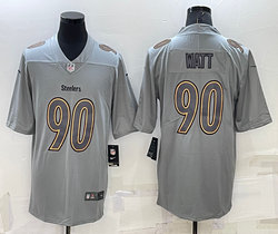 Nike Pittsburgh Steelers #90 T. J. Watt Grey Atmosphere Fashion Authentic Stitched NFL Jersey