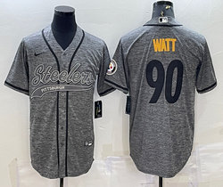 Nike Pittsburgh Steelers #90 T. J. Watt Hemp grey Authentic Stitched MLB jersey