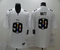 Nike Pittsburgh Steelers #90 T. J. Watt White Shadow Authentic Stitched NFL Jerseys