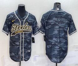 Nike Pittsburgh Steelers Grey Camo With Patch Joint Adults Authentic Stitched baseball jersey