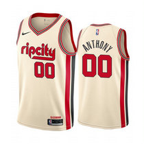 Nike Portland Trail Blazers #00 Carmelo Anthony Cream Game City Authentic Stitched NBA Jersey