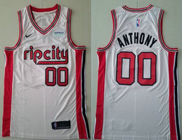 Nike Portland Trail Blazers #00 Carmelo Anthony White Game City With Advertising Authentic Stitched NBA Jersey