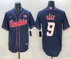Nike Puerto Rico Baseball #9 Javier Baez Blue Joint MLB Jersey